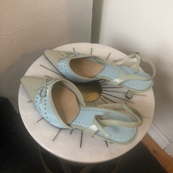 ▪️sold▪️vintage y2k kitten heels light blue bow stitch - Picture 5 of 6
